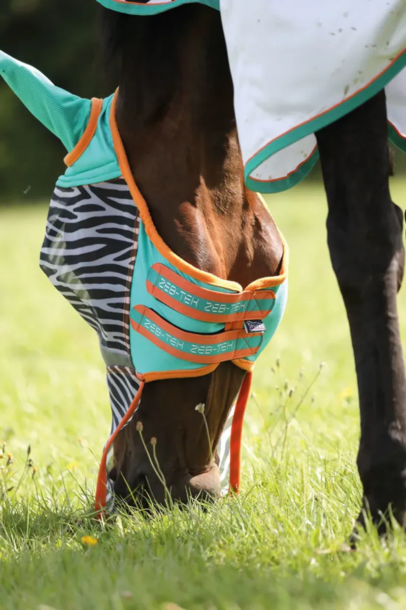 Shires X Full Zebra Print Fine Mesh Fly Mask With Ears And Nose