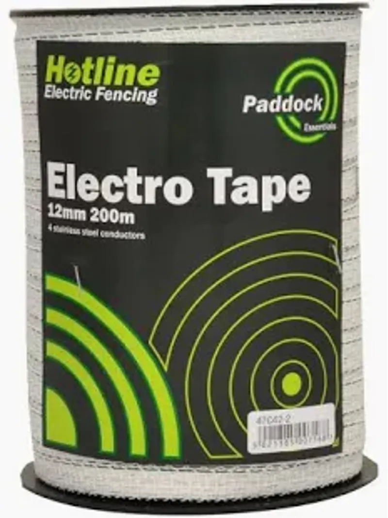 Hotline Paddock Electro Tape 12mm x 200m in White